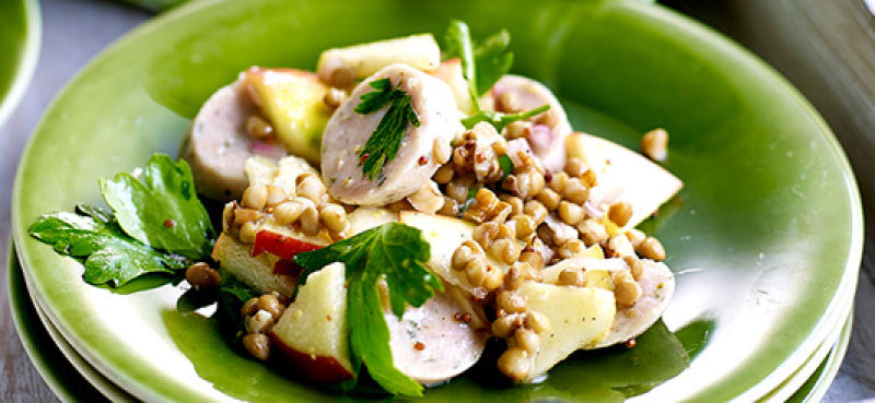 Salade tiède de Lentillons au Boudin Blanc